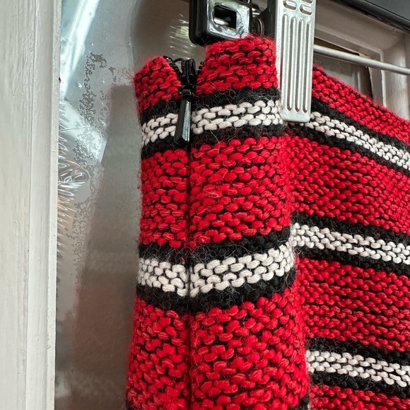 W by Worth Burgundy Gold Striped Fringe Skirt Boho Aztec Western Size 4 Small S - Picture 3 of 12